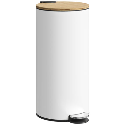 Balde De Lixo Homcom Metal E Plástico Branco 36x30x60,5 Cm 851-063v01wt_0
