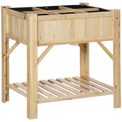 Outsunny Huerto Urbano De Madera Jardín 6 Compartimentos Estante 78,5x58x81 Cm_0