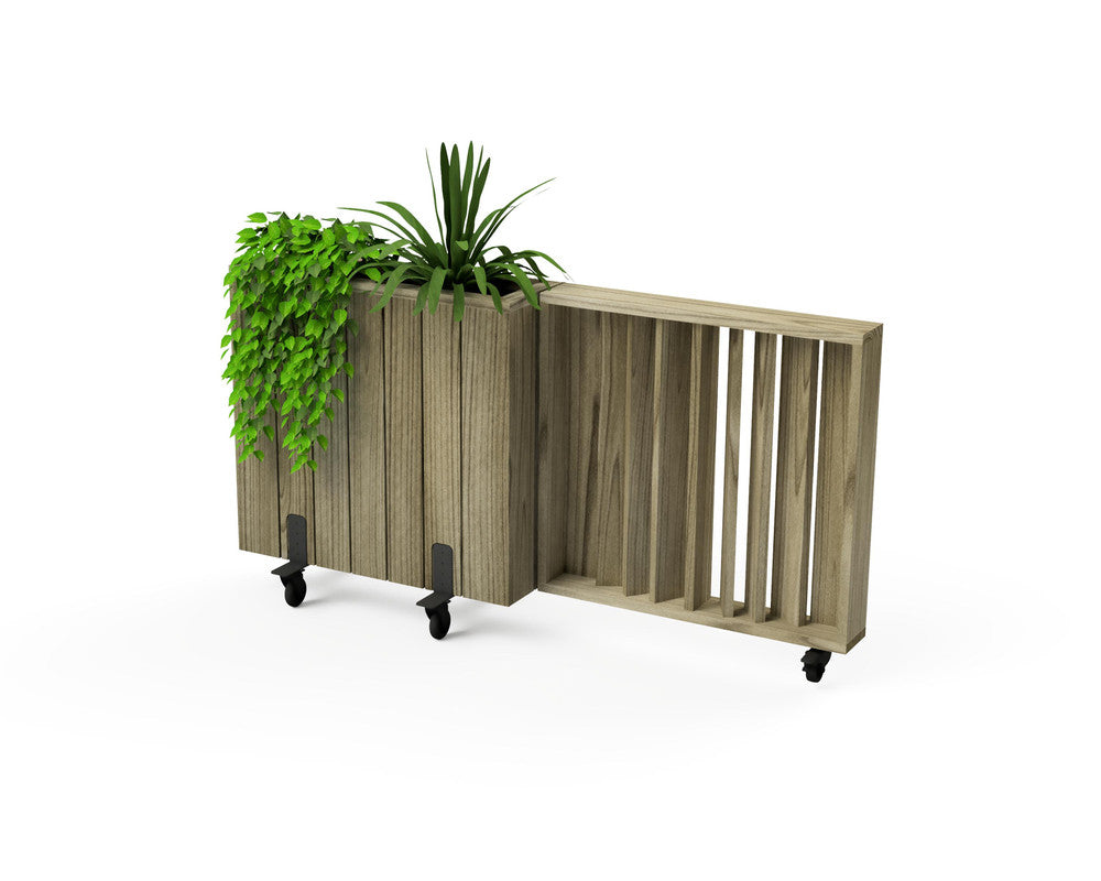 Kit Jardinera Alta De Madera Con Ruedas Y Barandilla Abatible 75 X 34 X 80 Cm Hortalia_0