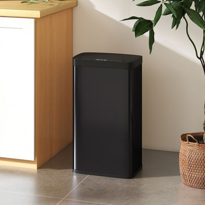 Balde De Lixo Com Sensor Homcom Plastico E Metal Preto 38x25,5x67,5 Cm_1