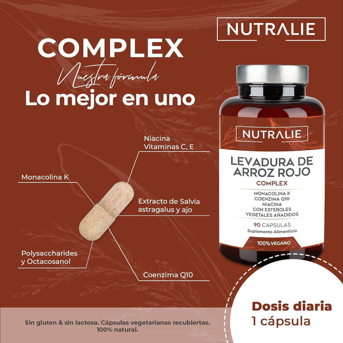 Nutralie Levadura de Arroz Rojo con 2,9mg Monacolina y Q10 90 Cápsulas