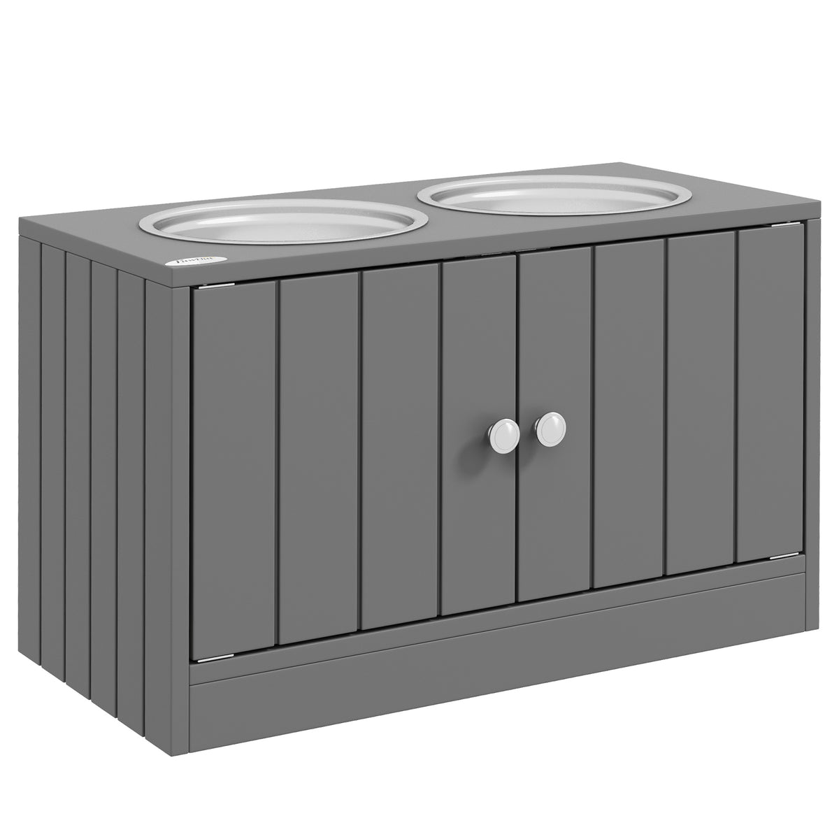 Pawhut Comedero Elevado Para Perros Con 2 Cuencos De Acero Inoxidable 2 Puertas_1