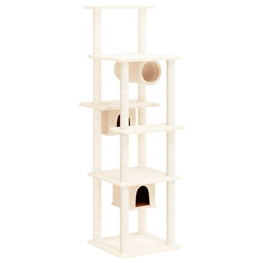 Rascador Para Gatos Con Postes De Sisal Crema 169 Cm_0