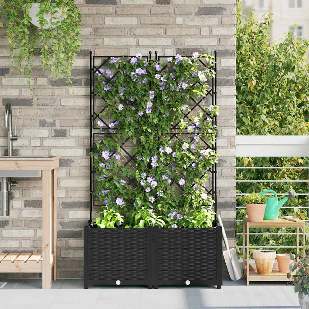 Macetero De Jardín 2 Uds. Negro 80 X 40 X 143 Cm Pp_1