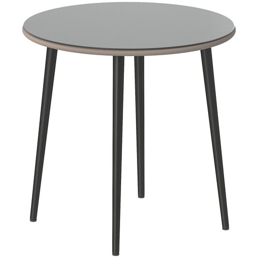 Mesa Comedor Jardín Outsunny Acero, Vidrio Templado Gris 80x80x74 Cm_0