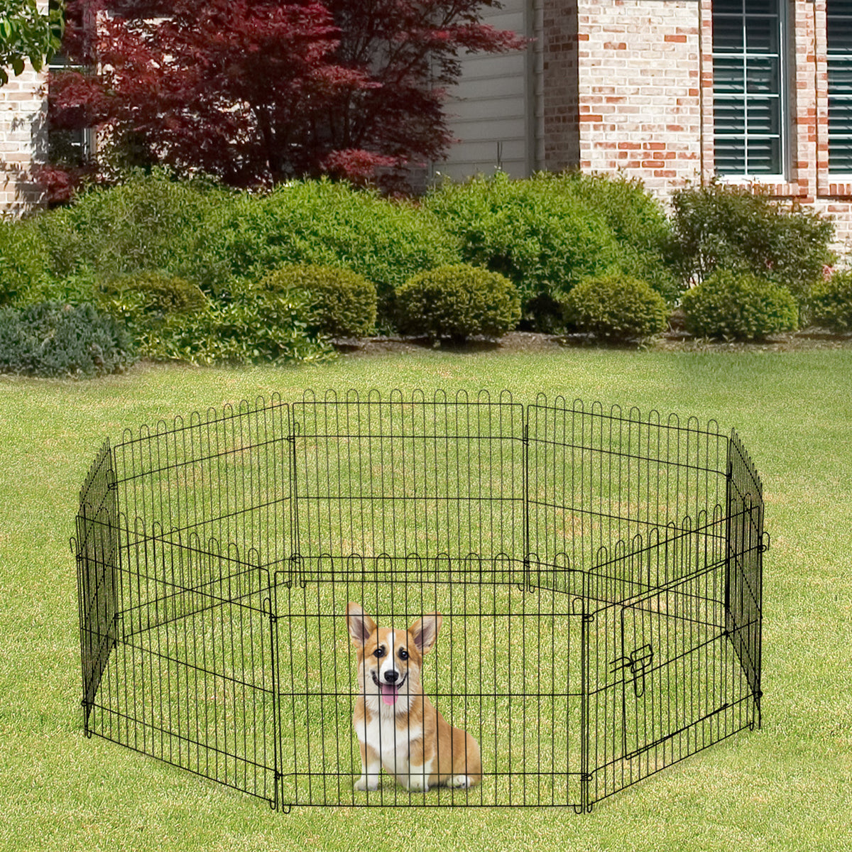 Pawhut Parque Perros Plegable Cerca Entrenamiento Mascotas 8 Vallas 71x61cm_1