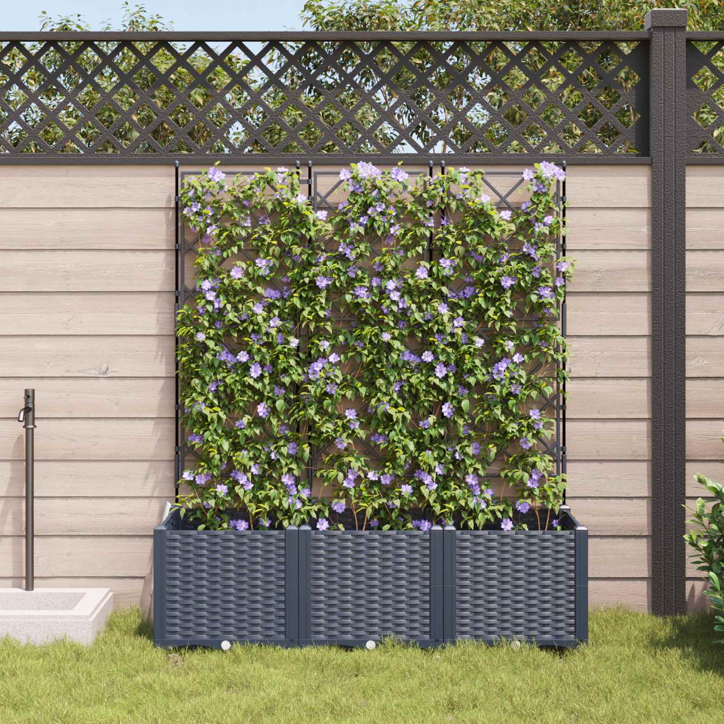 Macetero De Jardín 3 Uds. Gris 120 X 40 X 143 Cm Pp_2