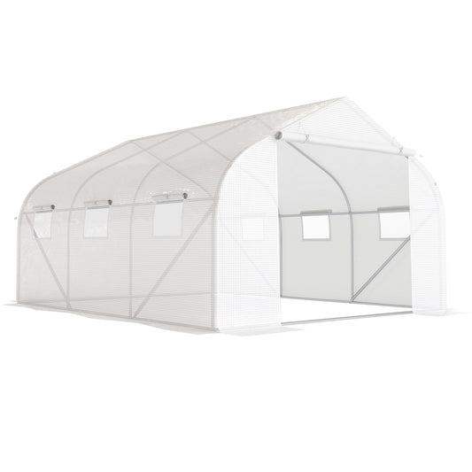 Invernadero Outsunny Blanco 445x299x205 Cm Metal Plástico Polietileno_0
