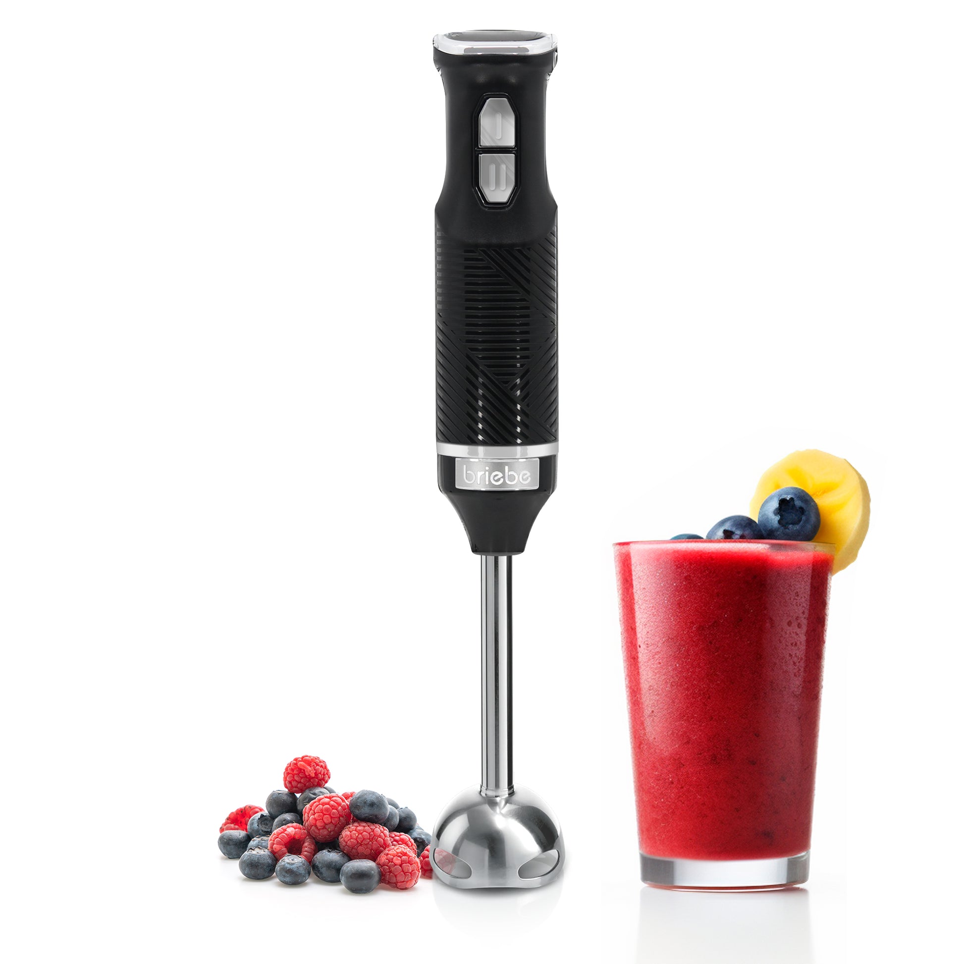 Briebe Batidora De Mano Brazo Desmontable, Cuchillas De Corte En Acero Inoxidable Diseño Ergonómico, Hb1173blk, Negro_0