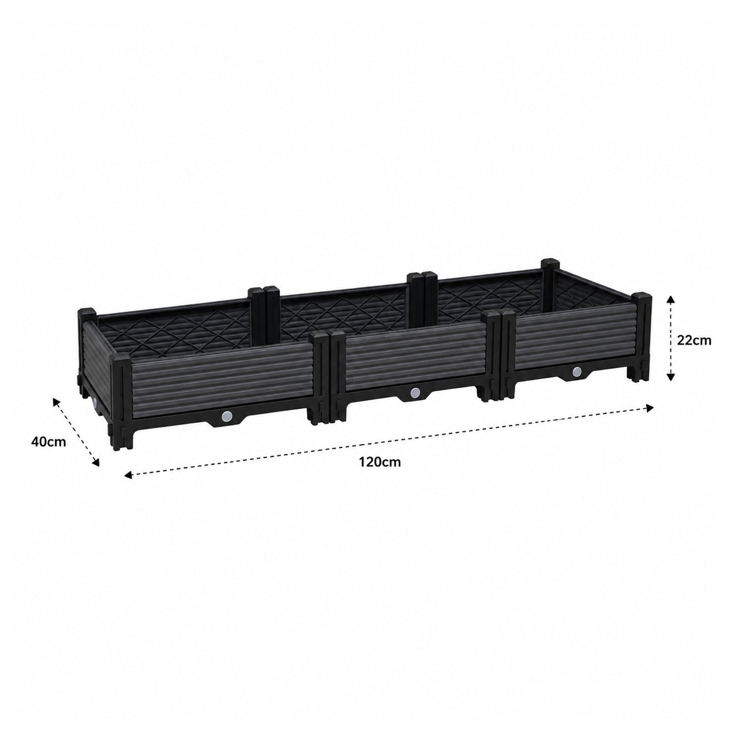 Jardinera Elevada 120x40x22cm Nyana Garden | Modular | Drenaje | Fácil Montaje_4