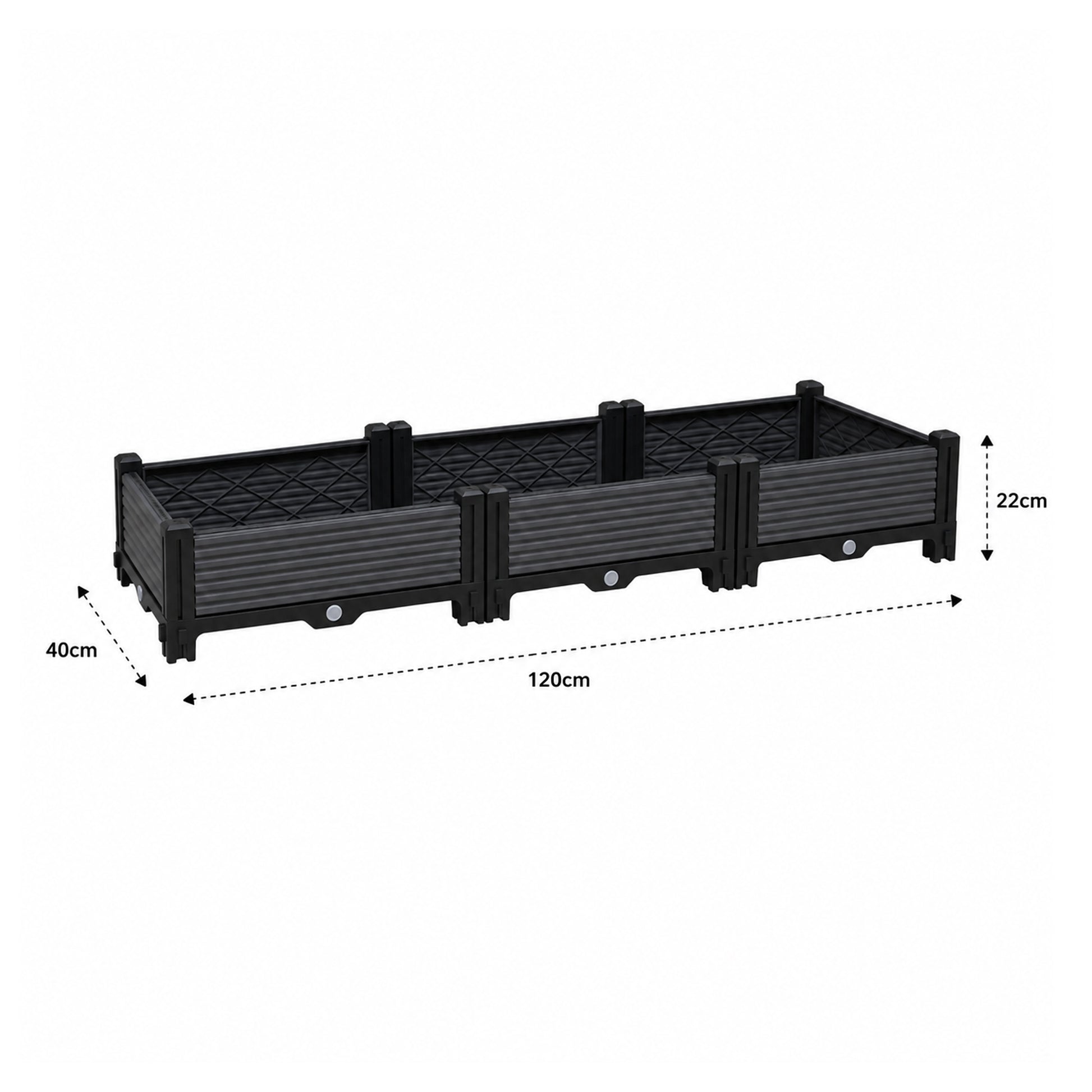 Jardinera Elevada 120x40x22cm Nyana Garden | Modular | Drenaje | Fácil Montaje_4