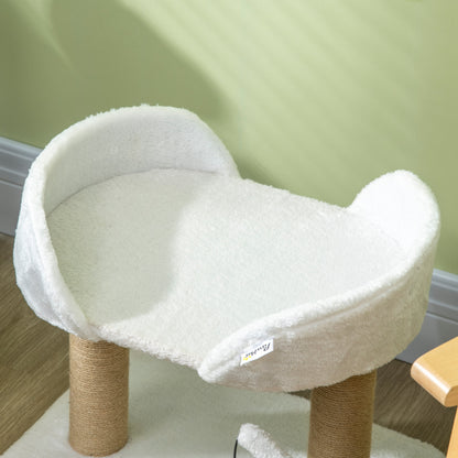 Pawhut Árbol Rascador Para Gatos Pequeños Altura 42 Cm 48x38x42 Cm Blanco_3
