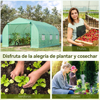 Outsunny Invernadero De Túnel De Jardín 4,5x3x2,05 M Politunel Cultivo Planta_5