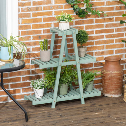 Outsunny Soporte De Madera Para Plantas 3 Niveles Interior Exterior 76x26x76 Cm_4