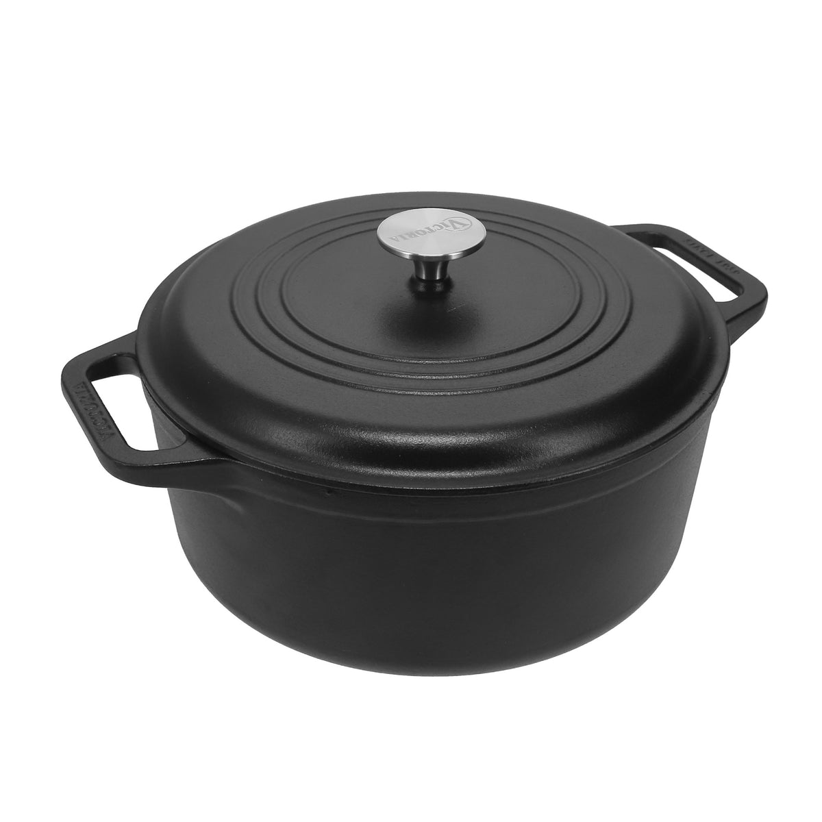 Victoria Horno Holandés Olla Inducción Hierro Fundido Esmaltado 25cm, Cocotte 3,8l, Sin Ptfe Ni Pfoa, 32296, Negro_0