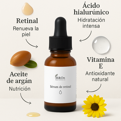 Sérum Facial con Retinal, Ácido Hialurónico y Aceite de Argán 30 ml | Antiedad de Noche | M&amp;On Naturals_2