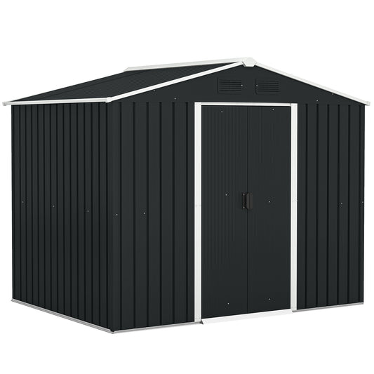 Caseta De Jardín Outsunny Acero, Pp Gris 236x174x190 Cm_0