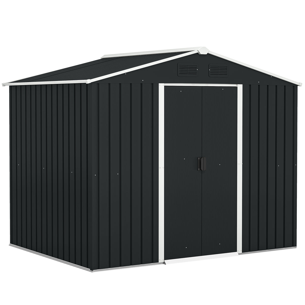 Outsunny Caseta De Jardín 3,6m² 236x174x190 Cm Con Puertas Correderas 4 Ventanas_0