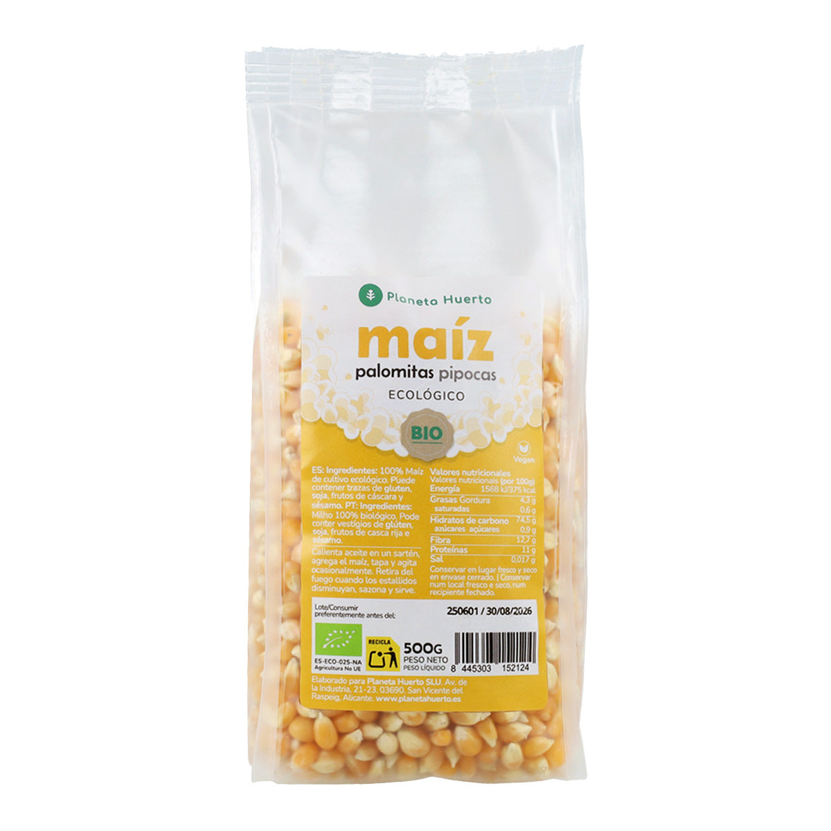 Maíz para palomitas ECO Planeta Huerto 500 g