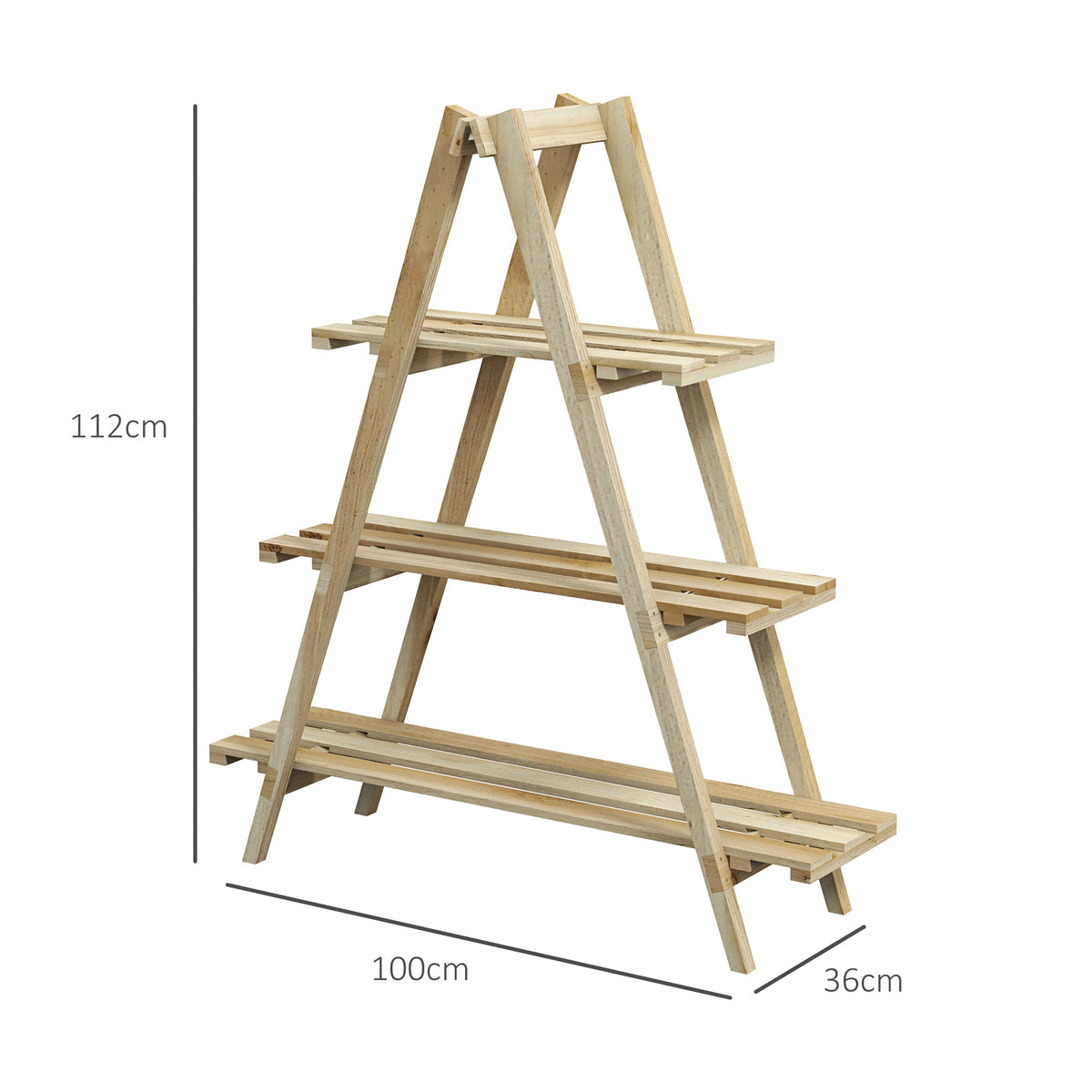 Outsunny Estantería Para Plantas De Madera Con Marco En A 100x36x112 Cm Natural_2