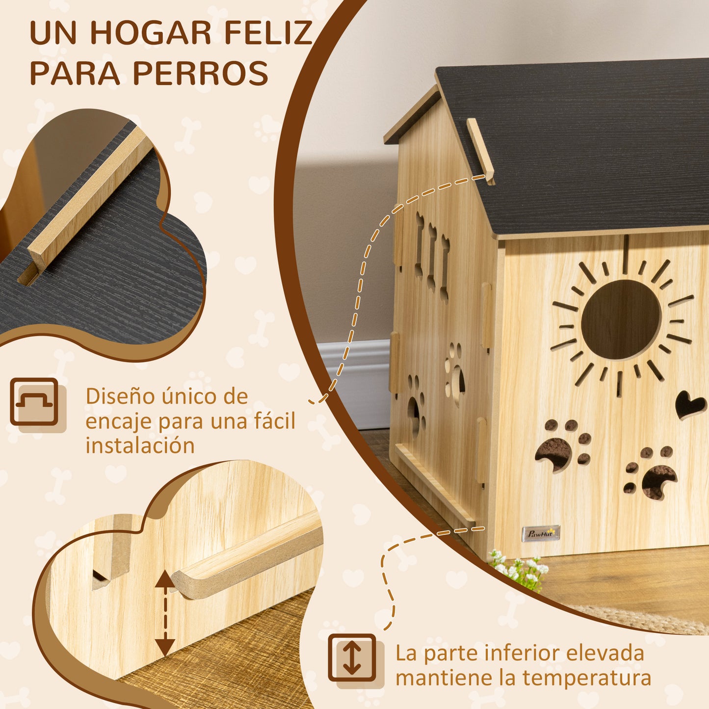 Pawhut Caseta De Madera Para Perros Pequeños Con Puerta Delantera 69x50x58,5 Cm_5