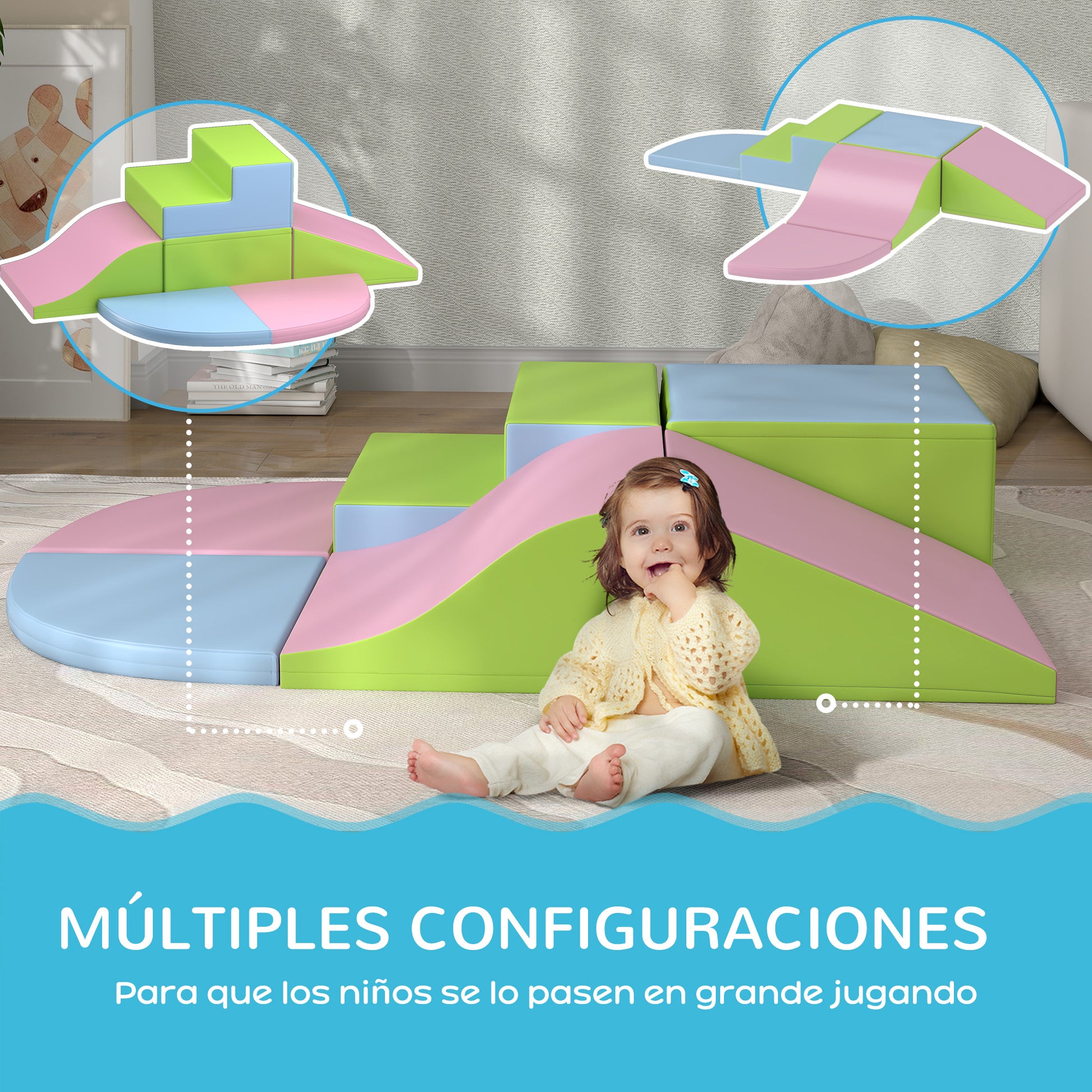 Homcom Juego De 6 Bloques Psicomotricidad Para Niños Multicolor_5