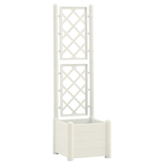 Jardinera Con Enrejado Pp Blanco 43x43x142 Cm_0