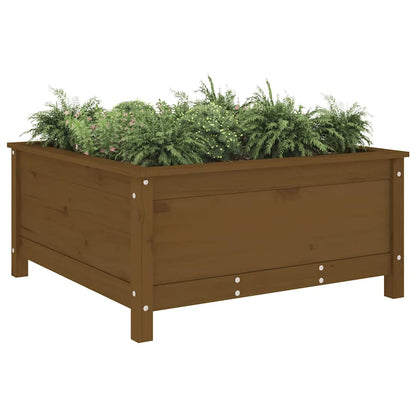 Jardinera Madera Maciza De Pino Marrón Miel 82,5x82,5x39 Cm_2
