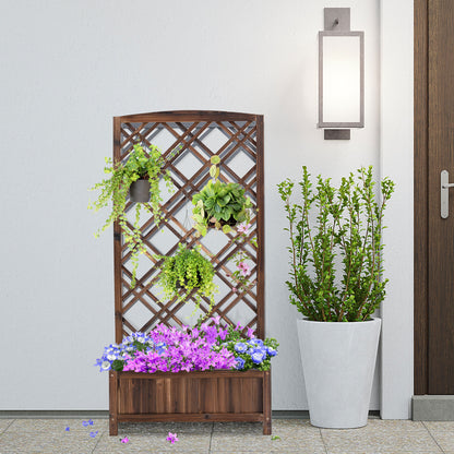 Outsunny Jardinera Con Enrejado Para Trepadora Cultivos Plantas 60x30x122,5 Cm_1