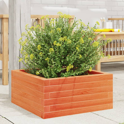 Jardinera De Madera Maciza Pino Marrón Cera 60x60x23 Cm_2