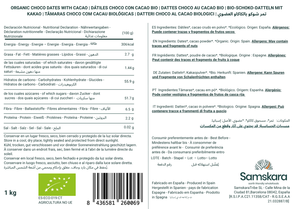 Dátiles Con Cacao Bio - Pack 2 X 500g (2 Envases Retail) | Dátiles Ecológicos Naturales, Endulzante Vegano_1