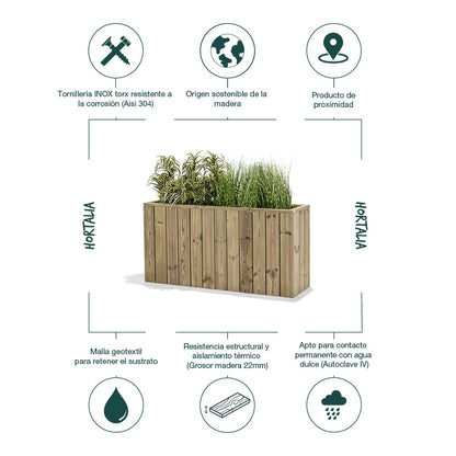 Jardinera De Madera Para Exterior Atrium Hortalia 120x34x60 Cm_2
