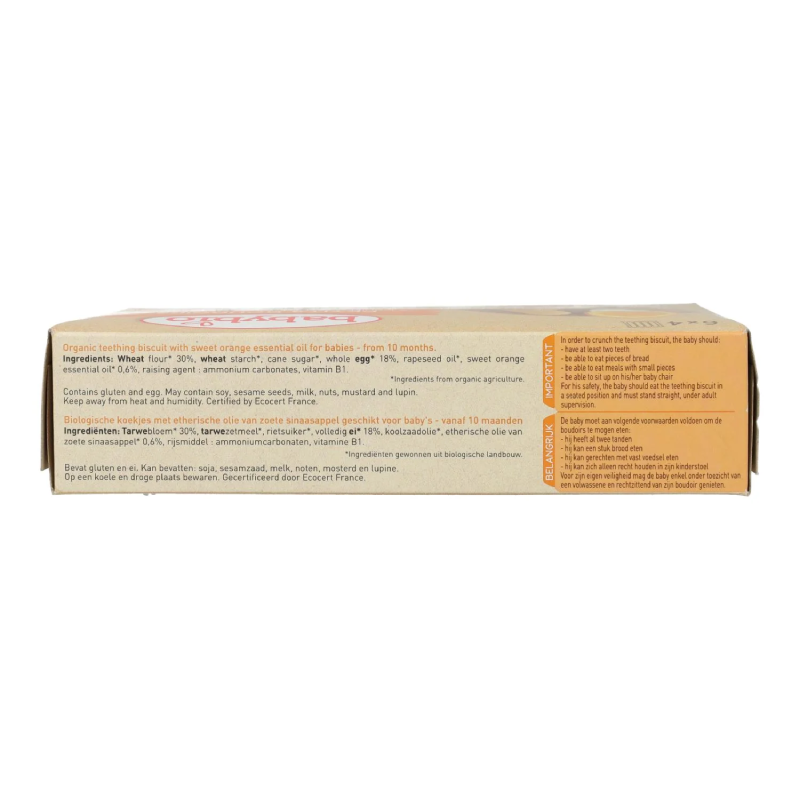 Pack 2 uds Galletas Bio Dentición sabor Naranja para bebés Babybio 120 g
