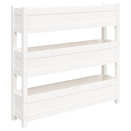Jardinera De Madera Maciza De Pino Blanco 112x25x104,5 Cm_0