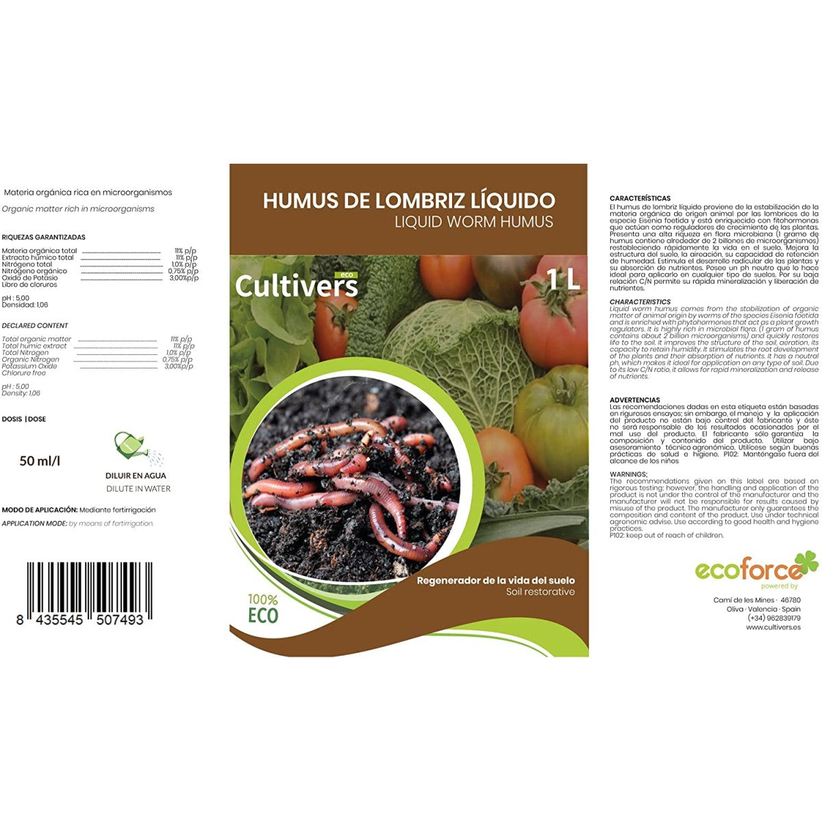 Humus De Lombriz Líquido Cultivers 1 L_3