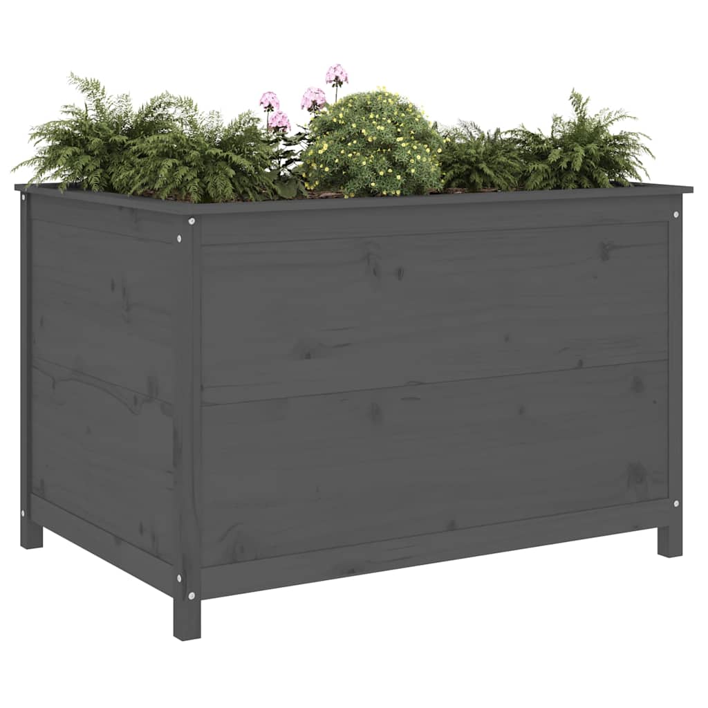 Arriate Elevado De Jardín Madera De Pino Gris 119,5x82,5x78 Cm_2