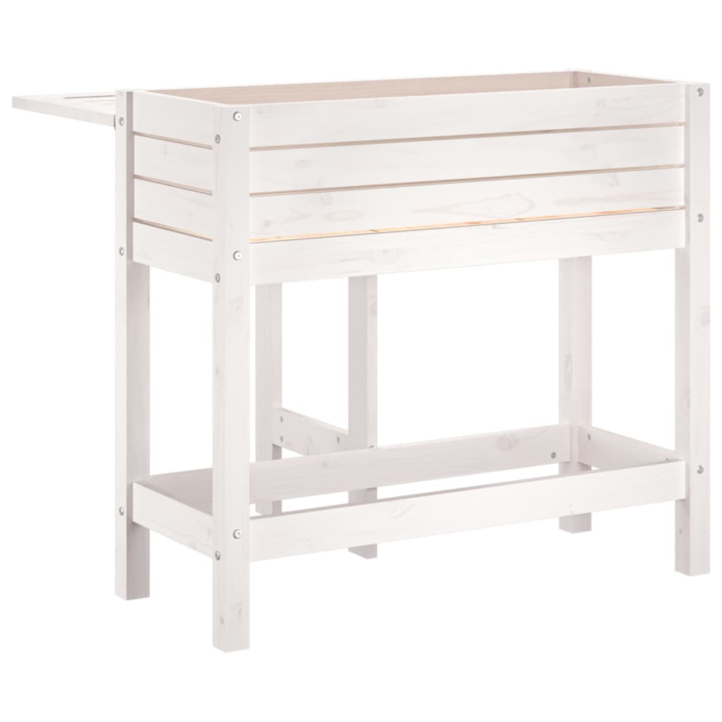 Jardinera Con Tapa Plegable Madera Maciza De Pino Blanca_5