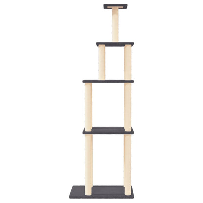 Rascador Para Gatos Con Postes De Sisal Gris Oscuro 183 Cm_2