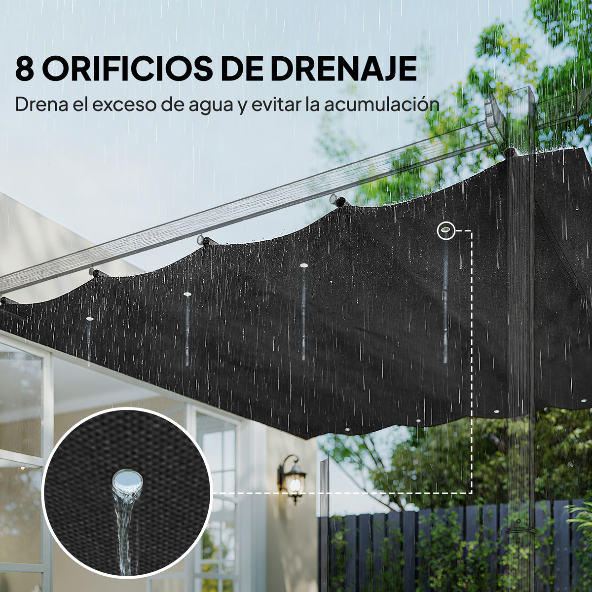Techo De Pérgola Outsunny Poliéster Gris Oscuro 286x245 Cm_5