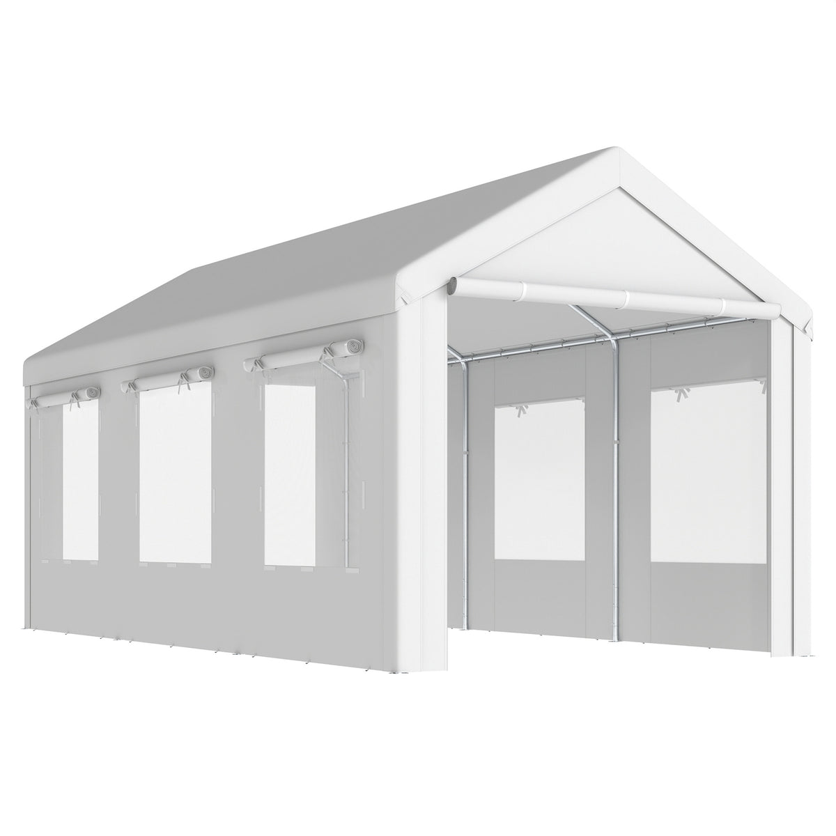 Outsunny Carpa Garaje 3x6 M Impermeable Con Puerta Enrollable Y Ventanas Blanco_0