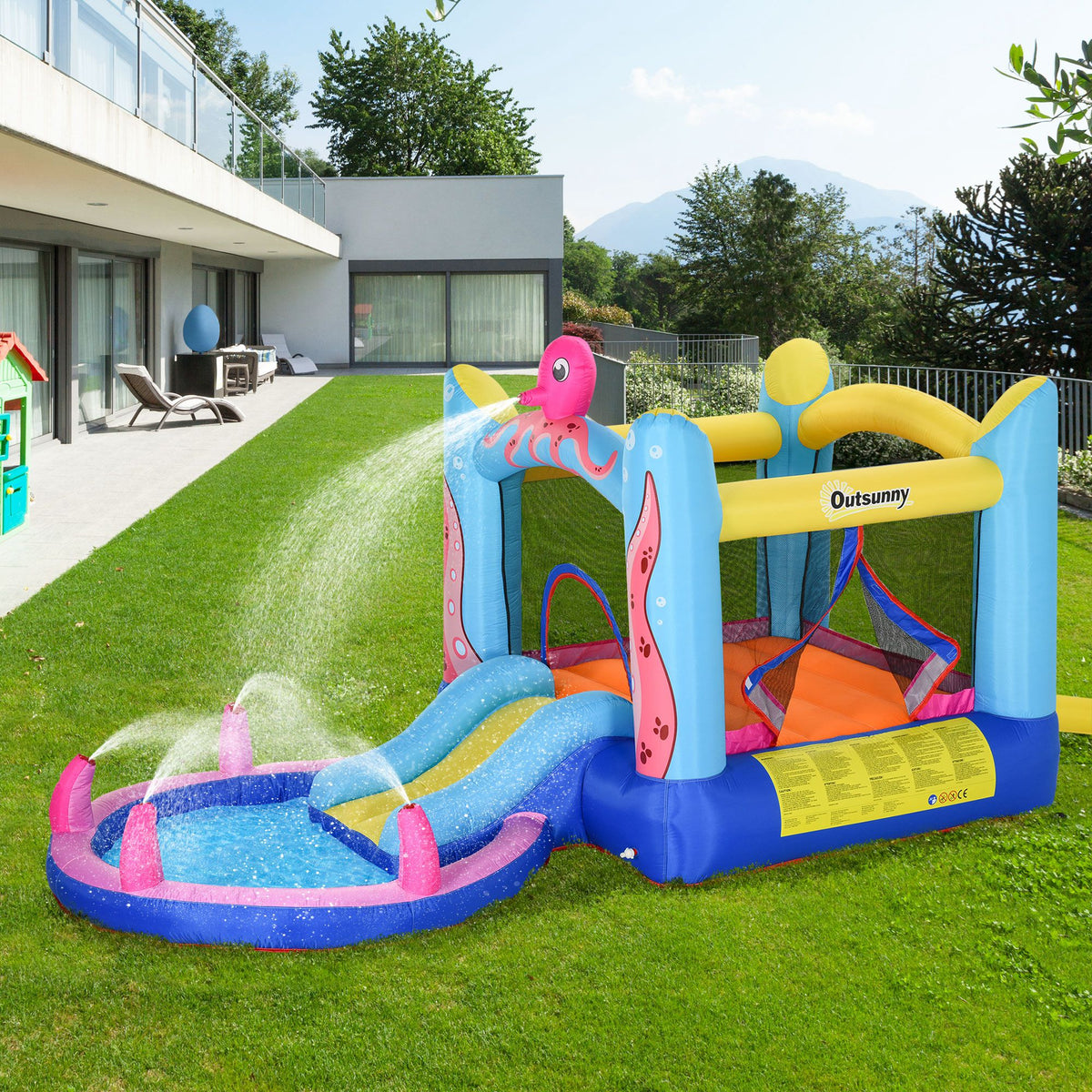 Outsunny Castillo Hinchable Para Niños Con Piscina 360x175x180 Cm Multicolor_1