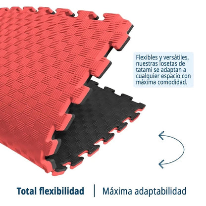 Tatami Puzzle Eva Para Suelo Infantil 1x1m X25mm Rojo - Negro Pack Ahorro 10 Unidades_2