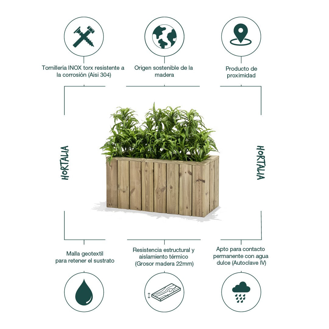 Jardinera De Madera Para Exterior Atrium Hortalia 80x34x40 Cm_3