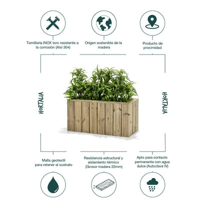 Jardinera De Madera Para Exterior Atrium Hortalia 80x34x40 Cm_3