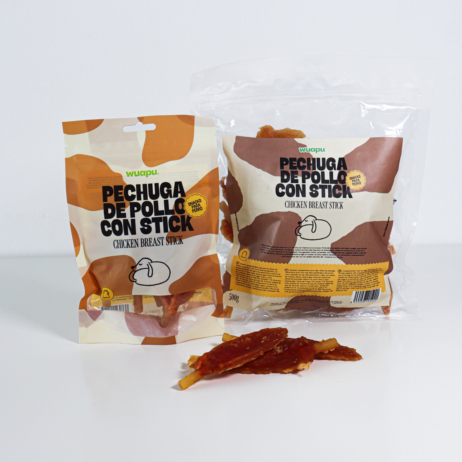 Snack Para Perro En Stick Sabor Queso Con Pollo Desecado Wuapu 12x100gr_0