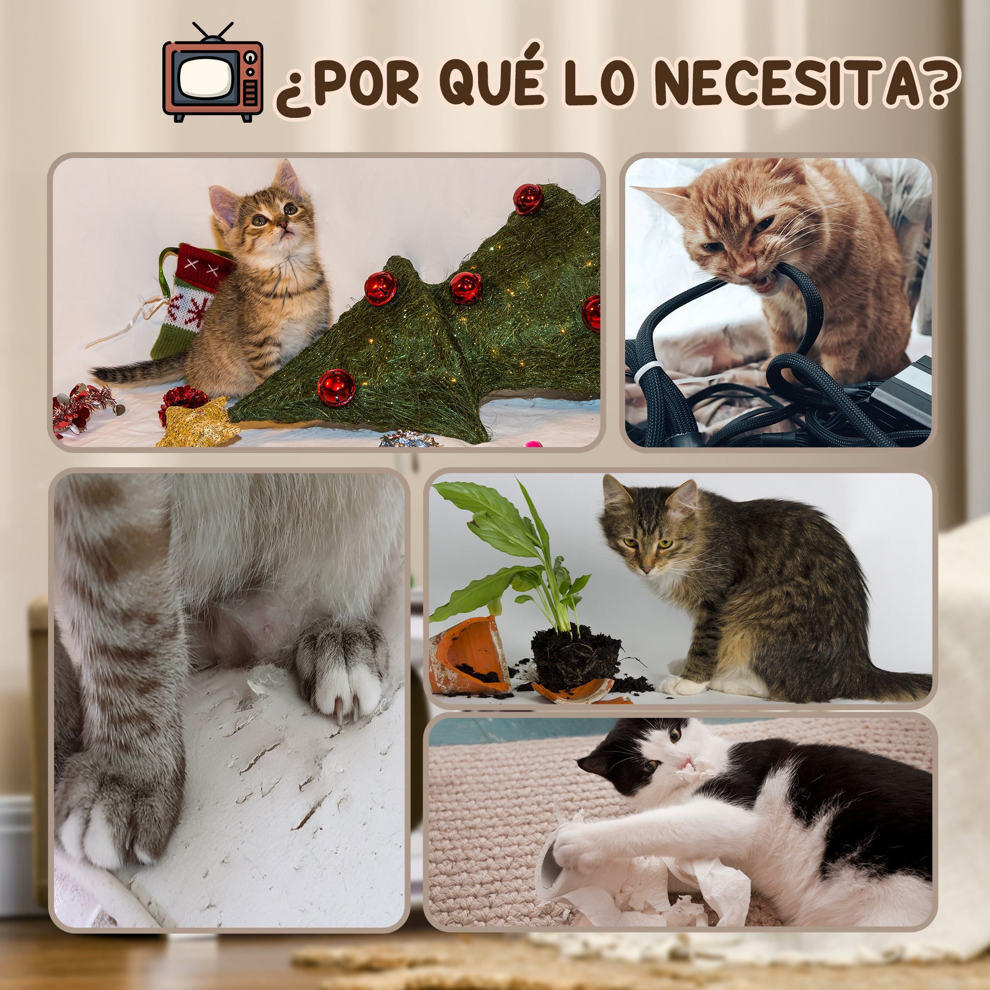 Pawhut Rascador De Cartón Para Gatos En Forma De Televisor 43x23x32,5 Cm Arena_5