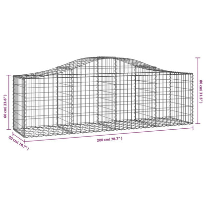 Cestas De Gaviones 9 Uds Forma De Arco Hierro 200x50x60/80 Cm_5