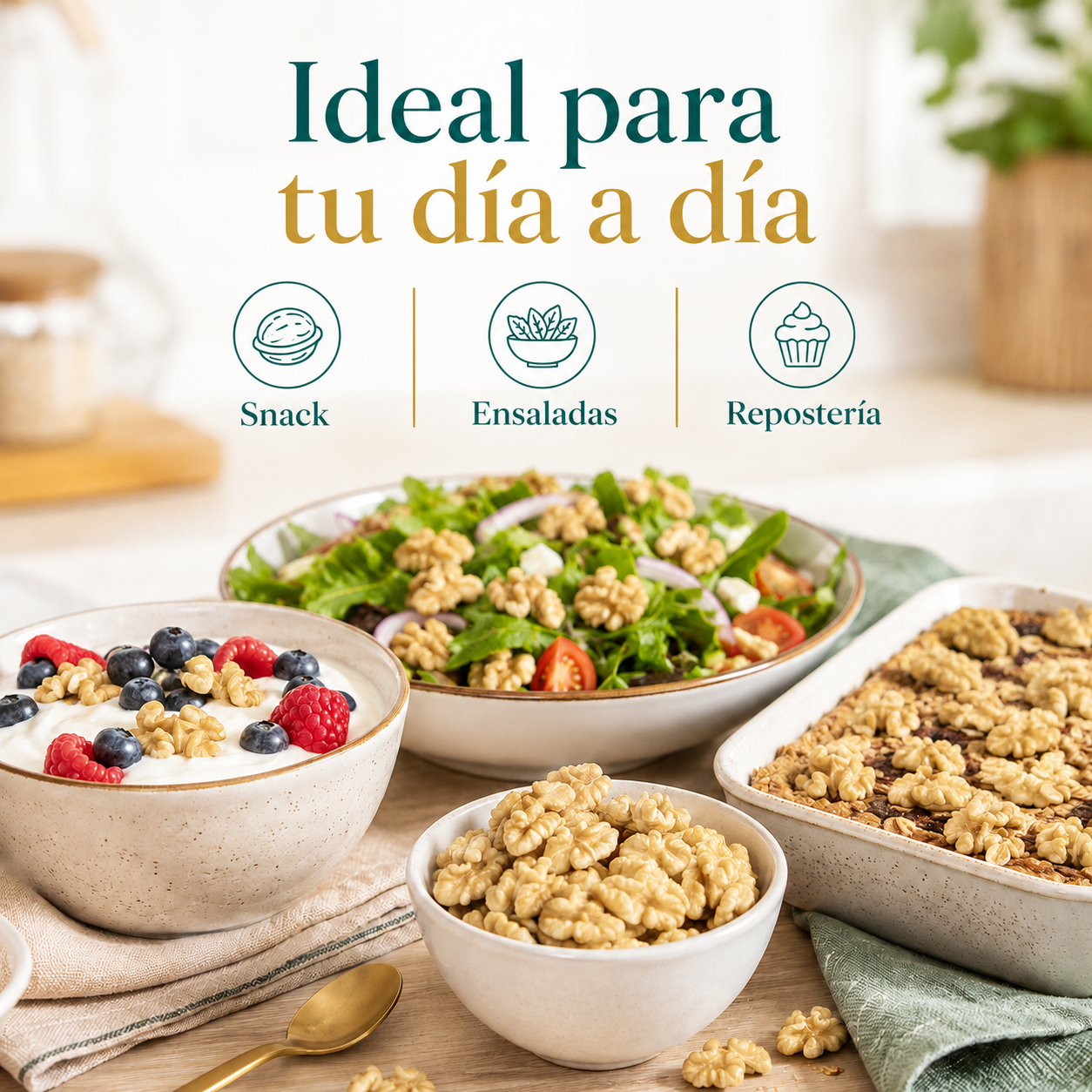 Mitades De Nuez Doradas Premium - Envasadas Al Vacío - 600g | Fruto Seco Premium, Snack Vegano Natural_4