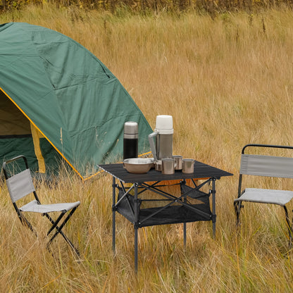 Outsunny Mesa De Camping Plegable Con Almacenaje De Malla Bolsa De Transporte_1