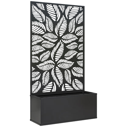 Outsunny Jardinera Exterior Grande De Metal Con Pantalla De Privacidad Negro_0